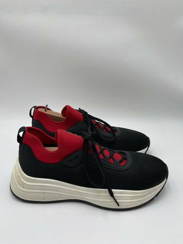 Prada Neoprene America's Cup Bold Sneakers in black and red Size 11 UK PRADA