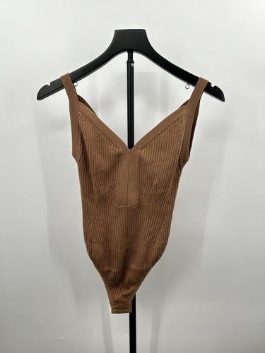 Johana Ortiz tan ribbed Woman’s bodysuit Size XS Browns