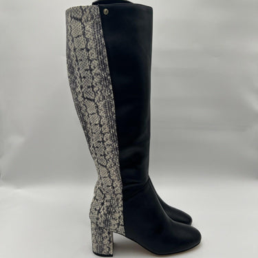 Cole Haan Women's Rianne Tall Boots (65mm) in Black and Python Print Leather 5B Cole Haan