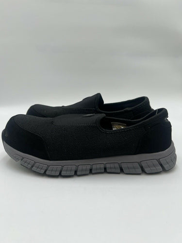 HOSS Black Mesh Slip On Work Shoes Slip Resistant Composite Toe Womens Size 10