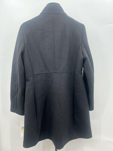 Calvin Klein Coat Womens Black Wool Blend Button Front Funnel Neck Peacoat Fit M Calvin Klein