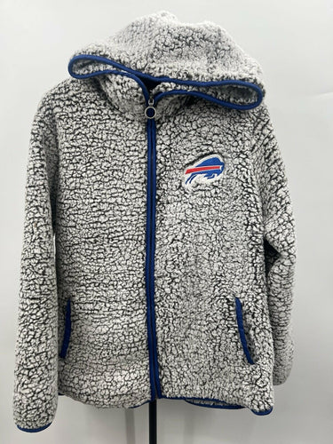 Buffalo Bills Grey Sherpa Hooded Jacket Size L