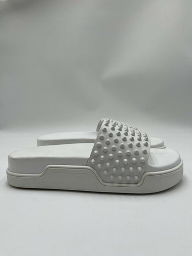 Christian Louboutin Men Pool Fun Flat White Platform Slide Sandal Size 42 Christian Louboutin