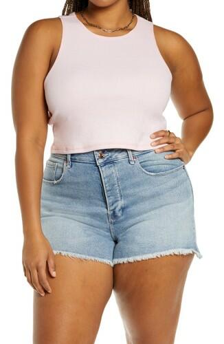 BP. Racerback Organic Cotton Blend Crop Tank Pink Opal Size 1X BP.