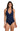 La Blanca Womens Rouched Front Halter Tankini Swimsuit Top Indigo Size 16 La Blanca
