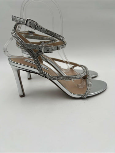 Women's Steve Madden Graycen Silver Rhinestone Heels Sandal Size 7M Steve Madden