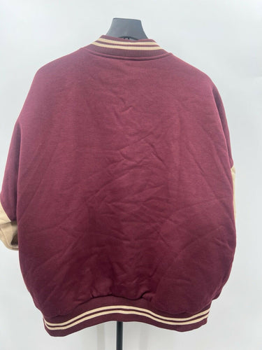 Arizona Jean Co Jacket Varsity Fleece Snap Button Colorblock Wine XL AriZona