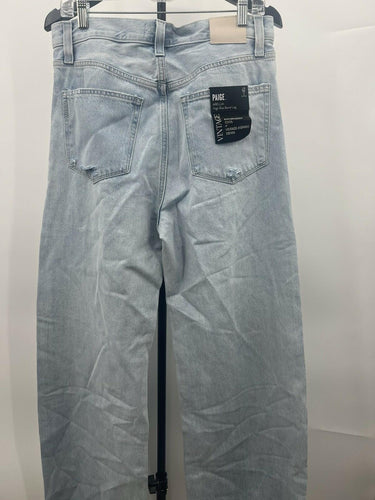 Paige Arellia Jeans High Rise Barrel Leg Light Wash Distressed Vintage NWT 29 Paige