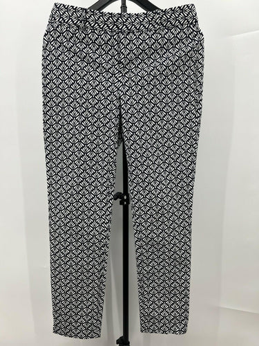 Crown & Ivy Ankle Pants Womens Blue/white White Geometric Print Stretch 4 Crown & Ivy