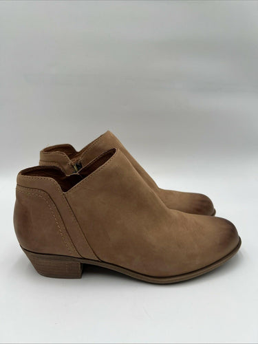 Women's Lucky Brand Barlina Side Zip Booties Brown Leather Size 9W Lucky Brand