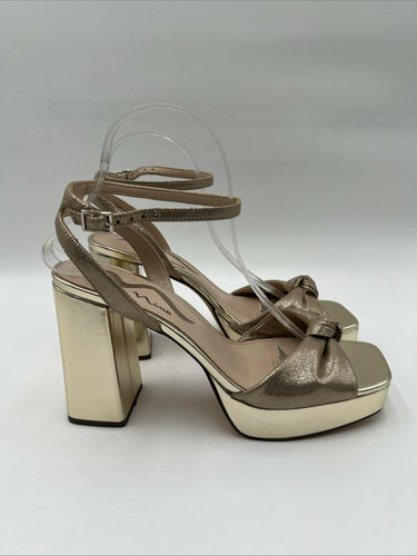 Women’s Nina Seline Platform Block Heel Sandals Taupe Reflect Size 9M Nina