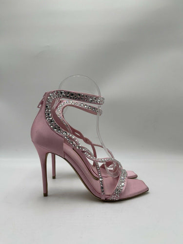 Women’s Alexander McQueen Crystal-Embellished Satin High-Heel Pink Size 38 Alexander McQueen