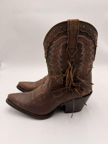 Durango Crush Women's Roasted Pecan Fringed Western Boots Size 7.5M