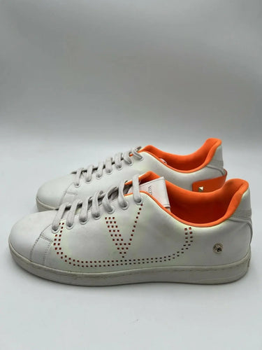 Valentino Garavani Backnet white leather perforated VLogo sneakers Size 42.5 Valentino