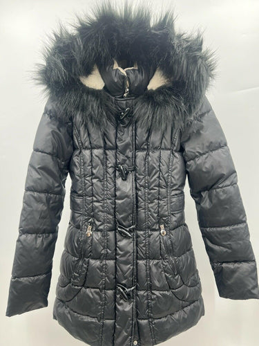 Laundry By Design Puffer Jacket Womens Black Faux Fur Hood Toggle NWT Size S Laundry by Shelli Segal