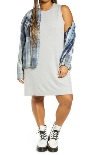 BP. French Terry Tank Dress, Grey Light Heather Size 3X BP.
