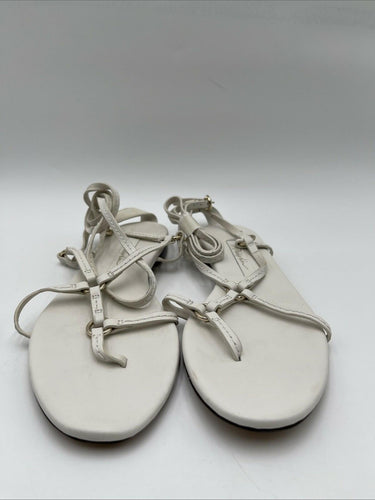 3.1 Phillip Lim White Leather Open Toe Ankle Wrap Gladiator Sandals, Size 37