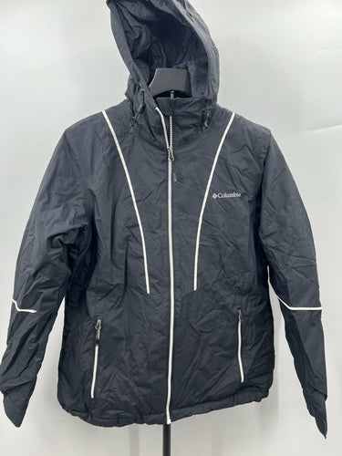 Columbia Jacket Womens Black Thermal Coil Hooded Winter Ski Coat M Medium Columbia