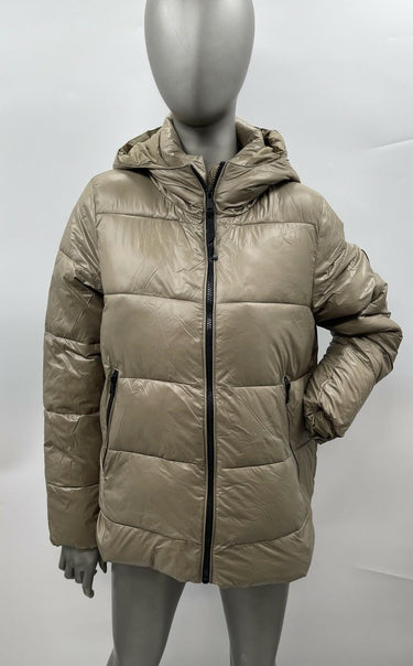 NWOT Women’s Zara Water Repellent Hooded Puffer Jacket Color Brown Size S Zara
