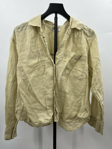 Madewell 100% Linen Shirt Pale Yellow Button Up Dual Pocket Boxy Oversized S Madewell
