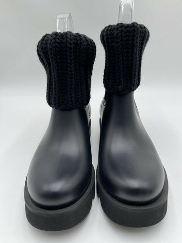 Women’s Moncler Ginette Knit Waterproof Rain Boots in black Rubber Size 35 Moncler