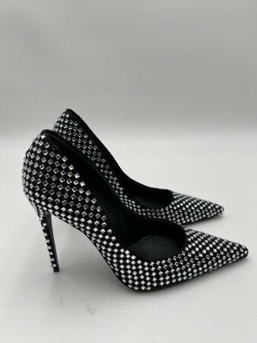 Dolce & Gabbana Crystal-embellished satin checkered pumps Size 36 Dolce&Gabbana