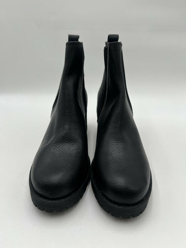 MIA Jody Black Faux Leather Chelsea Lug Block Heel Boots Womens Size 8.5