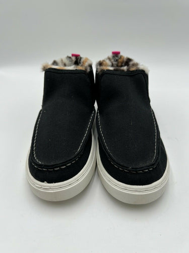 Sperry Black Faux Fur Leopard Slip On Chukka Boots Size 5