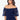 Xscape Women's Evening Gown Off-the-Shoulder Neckline, Puff Sleeves, Navy, 10 Xscape