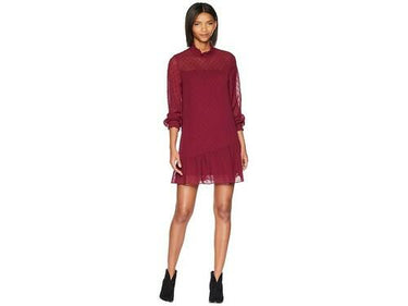 kensie Crinkle Dot Dress KS0K8389 (Berry Juice) Women's Dress XS kensie