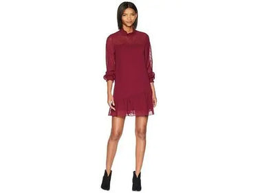 kensie Crinkle Dot Dress KS0K8389 (Berry Juice) Women's Dress XS kensie