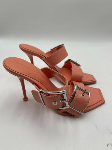Alexander McQueen Boxcar 100mm leather buckle sandals Color apricot Size 37 Alexander McQueen