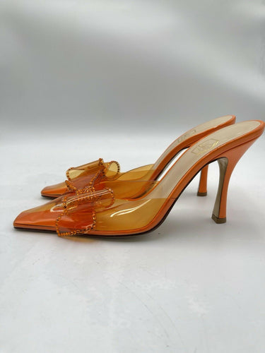 Nalebe Dimante Mule in orange PVC with a crystal-embellished bow Size 39.5 Nalebe