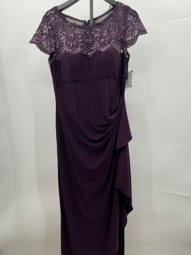 Alex Evenings Dress Eggplant Sequin Lace Cape Formal Long Gown 10 Alex Evenings