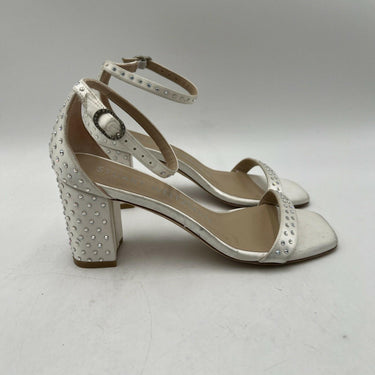 Women’s Stuart Weitzman Nearlynude Satin Ivory Embellished Sandal Size 5B Stuart Weitzman