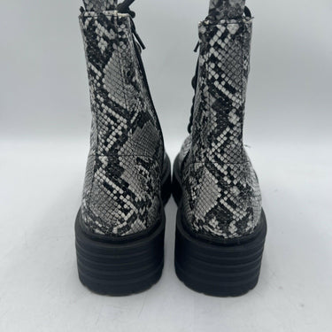 MIA Cortez Snake Print Leather Lace Up/Side Zip Platform Ankle Boots Womens 7.5M