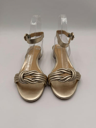 Alexandre Birman Vicky knotted sandals metallic gold leather Heels Size 37.5