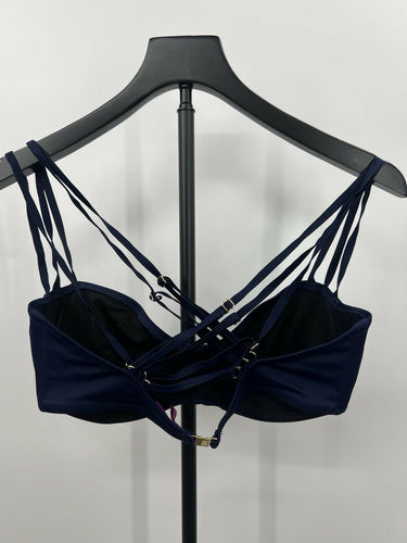 L'Agent Bikini Top Navy Blue Strappy Underwire Push Up L L,agency