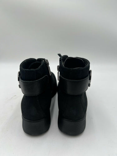 Munro FINNLEY Black Suede Combat Ankle Boot Womens SIZE 7 N Munro