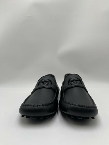 Mens Gucci Ayrton driving Interlock G loafer in black calfskin leather Size 13