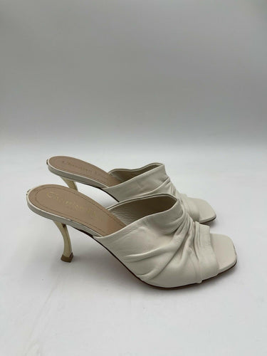 Women's Christian Dior D-Fame open-toe mules in white leather Size 36.5 Dior