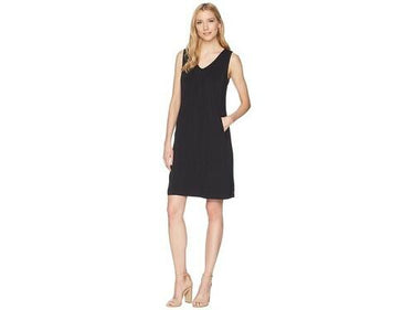 Tribal - V-Neck Jersey Dress with Pockets (Black) Women's Dress SIZE S Tribal
