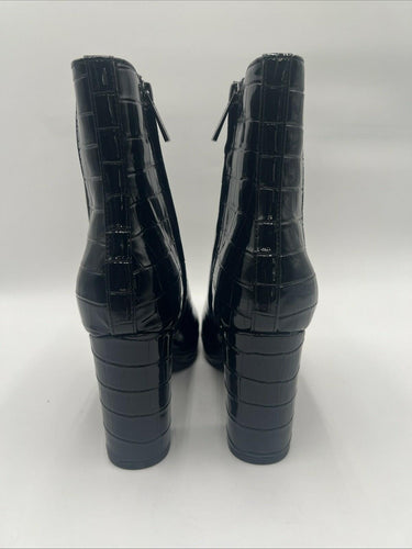 Women’s Anne Klein Jayce Black Croc Ankle Side Zip Bootie Size 8M Anne Klein