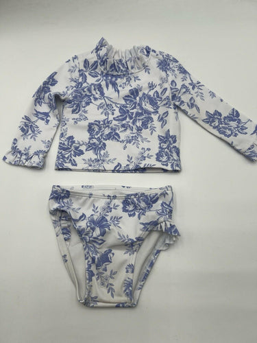 Janie and Jack Baby Rashguard Bikini Set Blue White Toile Floral 2 Pc NWT 6-12 Janie and Jack