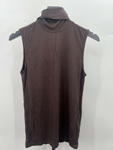 Majestic Filatures Top Womens Brown Turtleneck Sleeveless Soft Touch Viscose M Majestic
