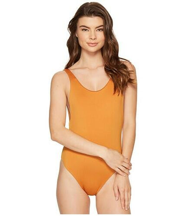 Dolce Vita - Solids High Cut One-Piece (Caramel) Women's Swimsuits One Piece L Dolce Vita
