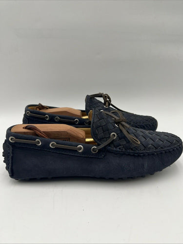 Men's Saks Fifth Avenue navy blue woven suede driving loafers Size 7 Saks Fifth Avenue
