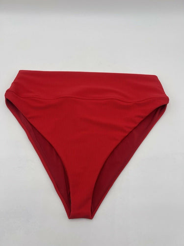 Beach Riot Red Ribbed High Waist Bikini Bottom High Cut Cheeky XL Beach Riot