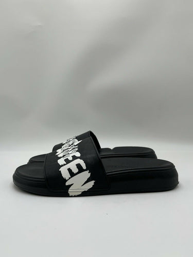 Alexander McQueen Graffiti Logo black rubber pool slide Size 43.5 Alexander Mcqueen