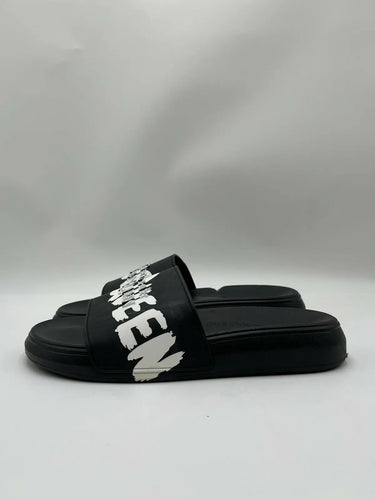 Alexander McQueen Graffiti Logo black rubber pool slide Size 43.5 Alexander Mcqueen